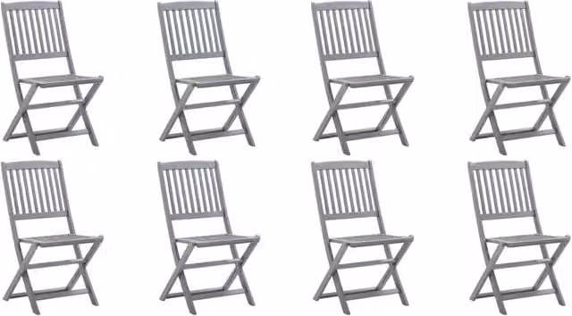 Set di 8 sedie pieghevoli vidaXL in legno di acacia con cuscini in tessuto resistente ai raggi UV per giardino e terrazza