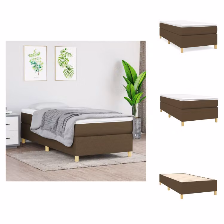 vidaXL Letto a molle con materasso marrone scuro 90x190 cm in tessuto - Letti e strutture letto