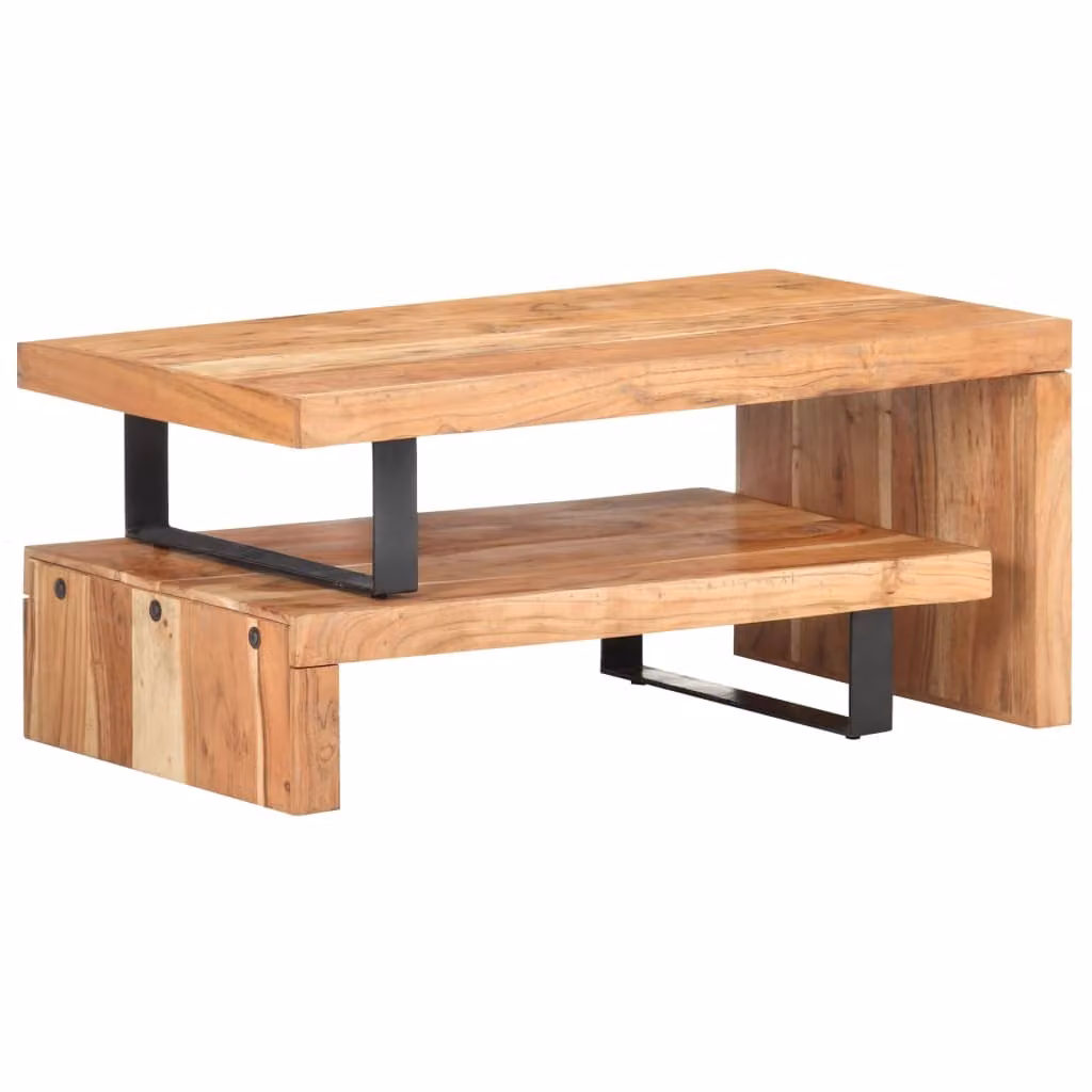 Set Tavolini da Salotto 2 pz in Legno Massello di Acacia