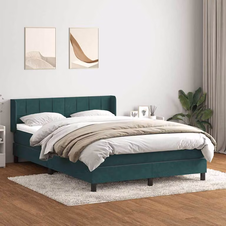 Maison Exclusive - Giroletto a Molle con Materasso Verde Scuro 160x220 cm Velluto