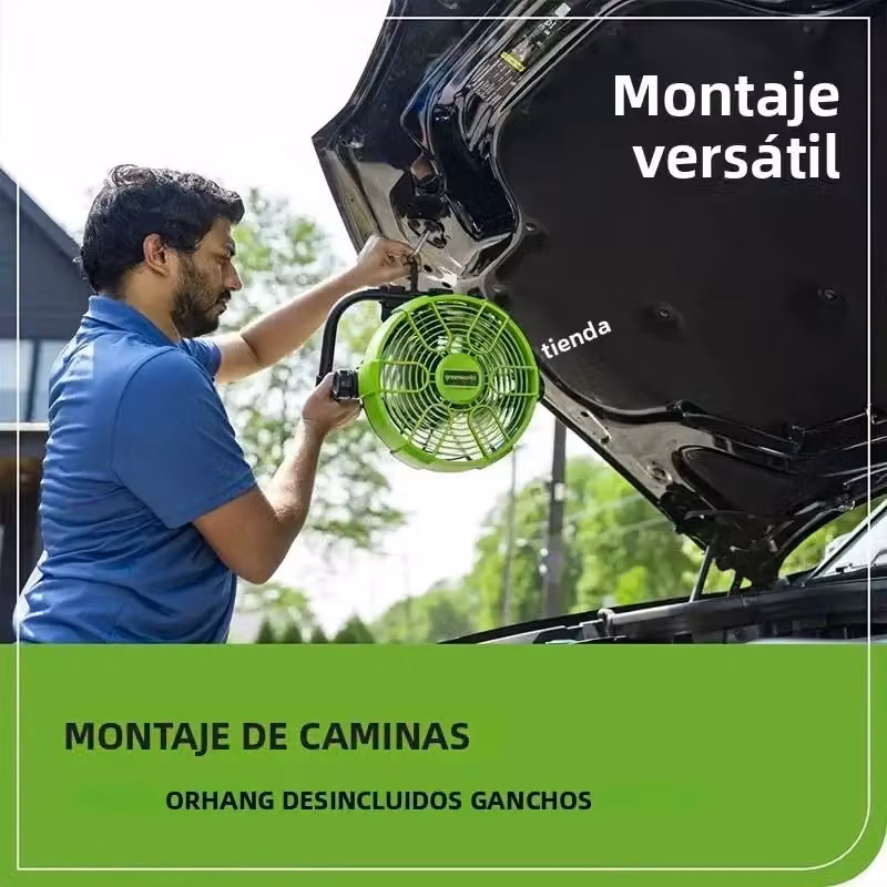 Mini ventilatore portatile ricaricabile Greenworks colore verde con funzione oscillazione – 2