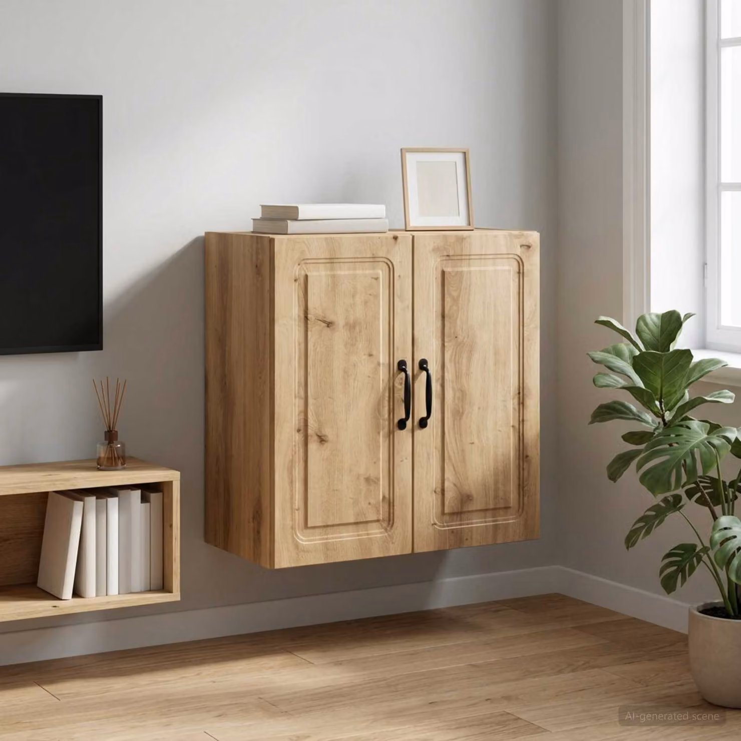Mobiletto a muro vidaXL in legno marrone con ante a battente e ripiani regolabili L/P/H: 59 x 31 x 60 cm