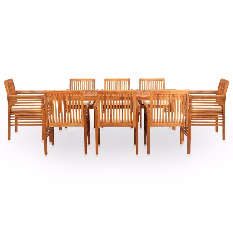 Set da Pranzo da Giardino 9 pz con Cuscini Massello di Acacia