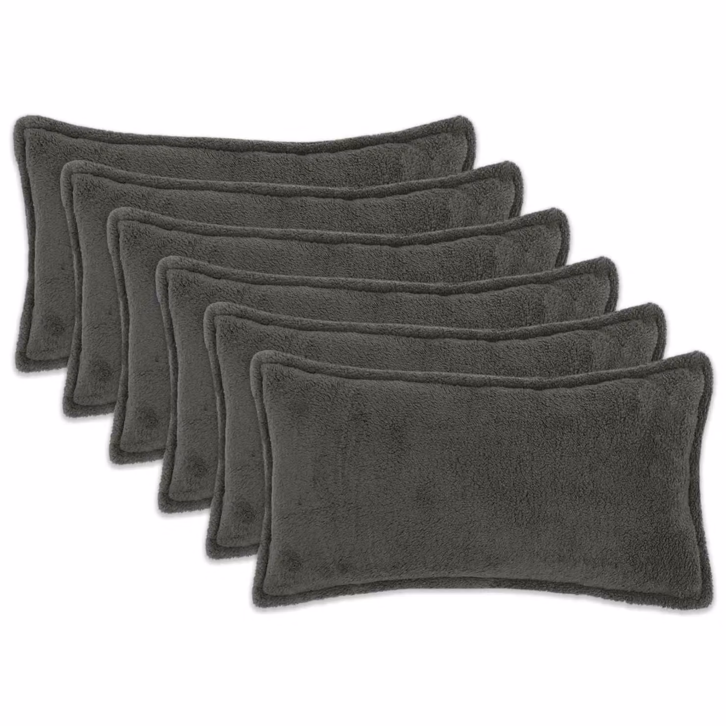 Set di 6 federe vidaXL HOUTEN in tessuto bouclé grigio scuro, L 40 cm x P 70 cm