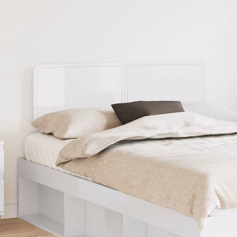 Testiera per letto moderna vidaXL in legno ingegnerizzato bianco lucido L: 138 cm, H: 90 cm, P: 3 cm