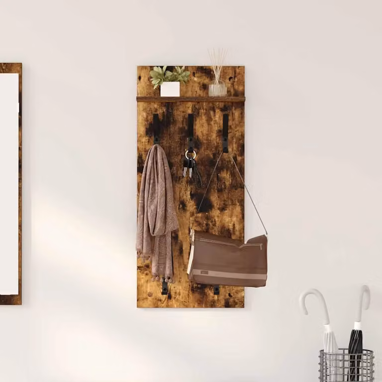 Appendiabiti a muro vidaXL in legno Rovere fumé, L 40 cm x P 10 cm x H 90 cm