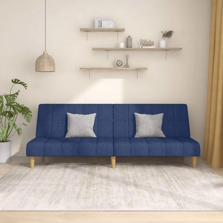 Maison Exclusive - Divano letto 2 posti, colore blu, rivestito in tessuto