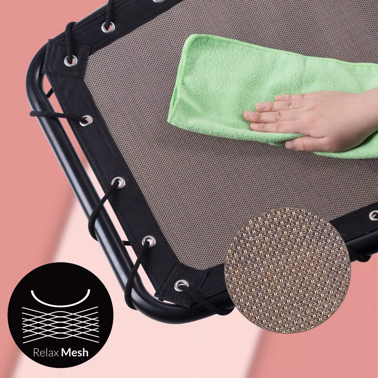 Lettino prendisole Moka Casaria con funzione dondolo, struttura in acciaio verniciato e tessuto textilene resistente ai raggi UV, colore antracite e marrone – 4