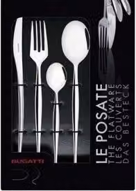 NATURA, Posate Set 24 Pz, Scatola Finestra, Casa Bugatti Colore: Acciaio Sabbiato