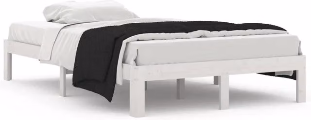 Letto matrimoniale Design In in legno massello di pino bianco laccato con doghe fisse L/P/H: 200 x 120 x 30 cm