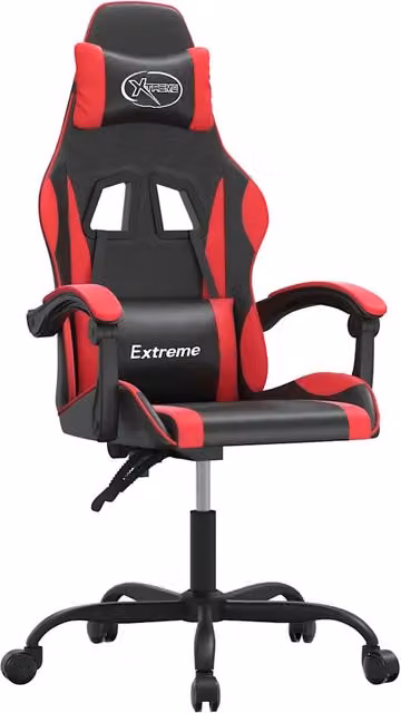Sedia da Gaming Girevole a 360 gradi in Similpelle Nera e Rossa con Poggiatesta e Braccioli – 1