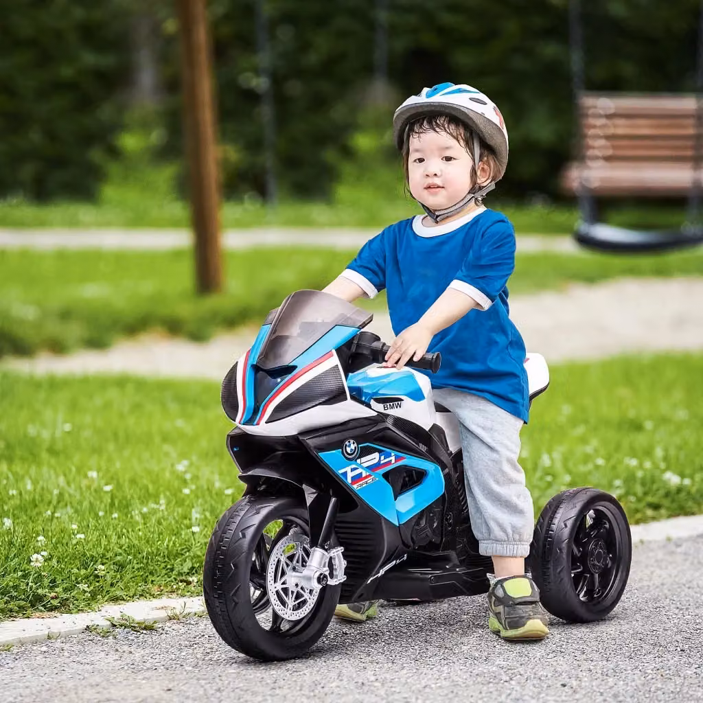 EasyComfort Moto per Bambini BMW HP4 Blu con Luci, Musica e Pedali, L 82.5 x P 42 x H 54 cm – 2