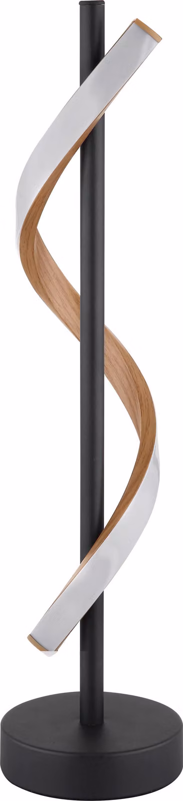 Lampada da tavolo a LED, metallo, nero opaco, aspetto legno, H 49,3 cm
