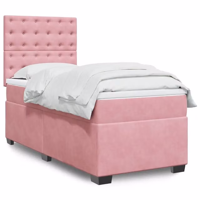 Giroletto a Molle con Materasso Rosa 80x200 cm in Velluto 3293079