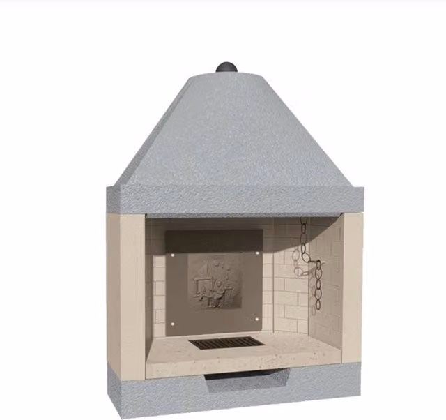 Camino a legna Marsicamin in ceramica con focolare aperto angolare, disponibile nei colori nero o grigio