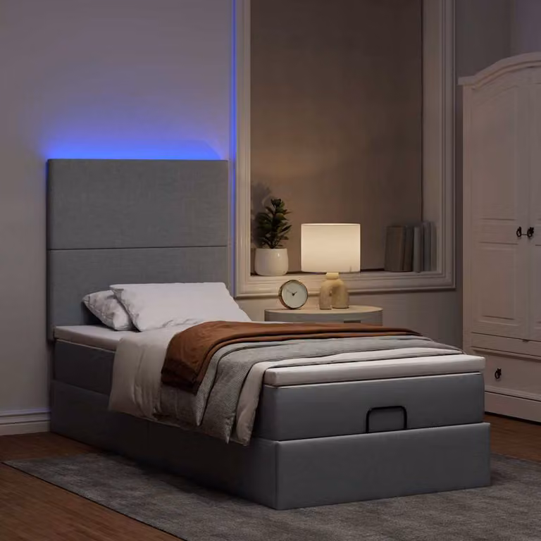 Maison Exclusive - Pouf Letto con Materasso e LED Grigio Chiaro 90x200 cm Tessuto