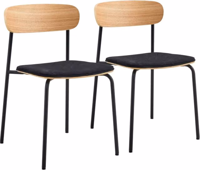 Oviala - Set di 2 sedie impilabili in legno nero