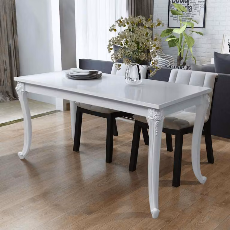 vidaXL Tavolo da Pranzo Moderno Rettangolare Bianco Lucido L: 116 cm, P: 66 cm, H: 76 cm