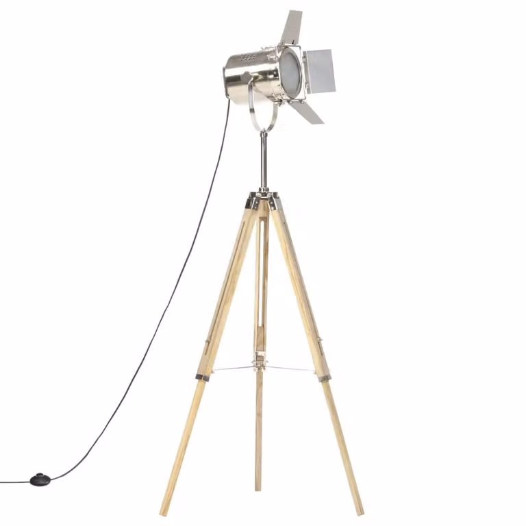 vidaXL Lampada da terra treppiede in legno massiccio di mango 140 cm