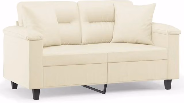 Divano | Divano da soggiorno | Sofa a 2 Posti con Cuscini Crema 120 cm in Similpelle