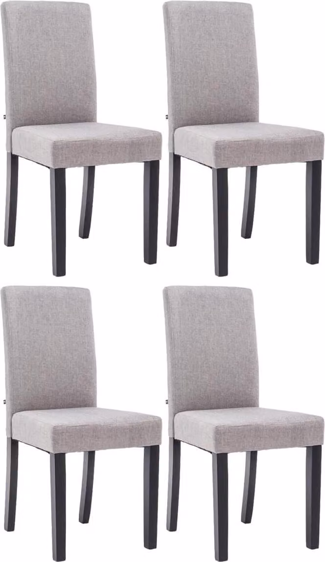 set di 4 sedie da pranzo - sedie comode - tessuto di facile manutenzione | colore: grigio chiaro, colore base: nero