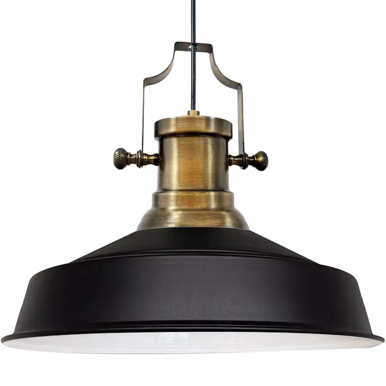 Lampada a sospensione a sospensione industriale in metallo nero, Ø40cm, E27, lampada vintage