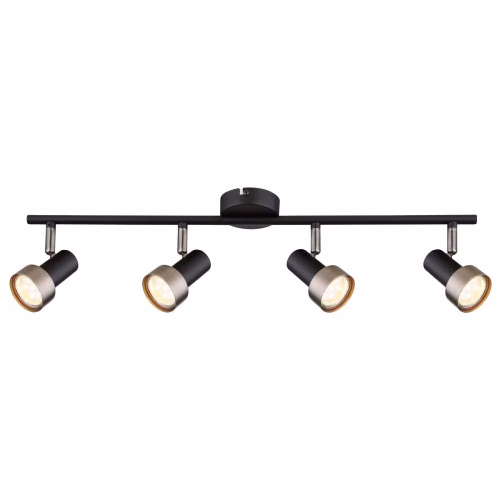 Rabalux 73014 Faretto da soffitto 4 spot Konrad, GU10, nero-argento, rotondo, industriale, ø55mm