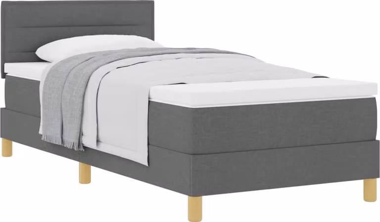 Letto boxspring con cuscini vidaXL, grigio scuro, 100 x 200 cm, tessuto
