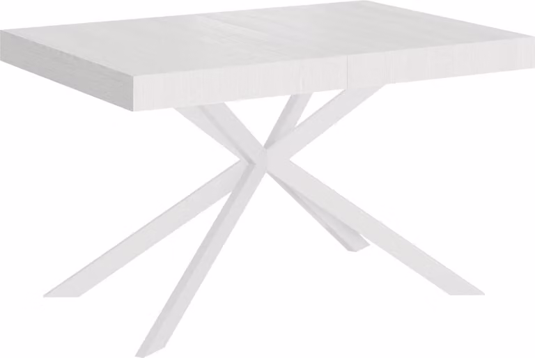 ITYHOME - Tavolo allungabile 140/224x80 cm Plaker bianco frassino gambe bianche