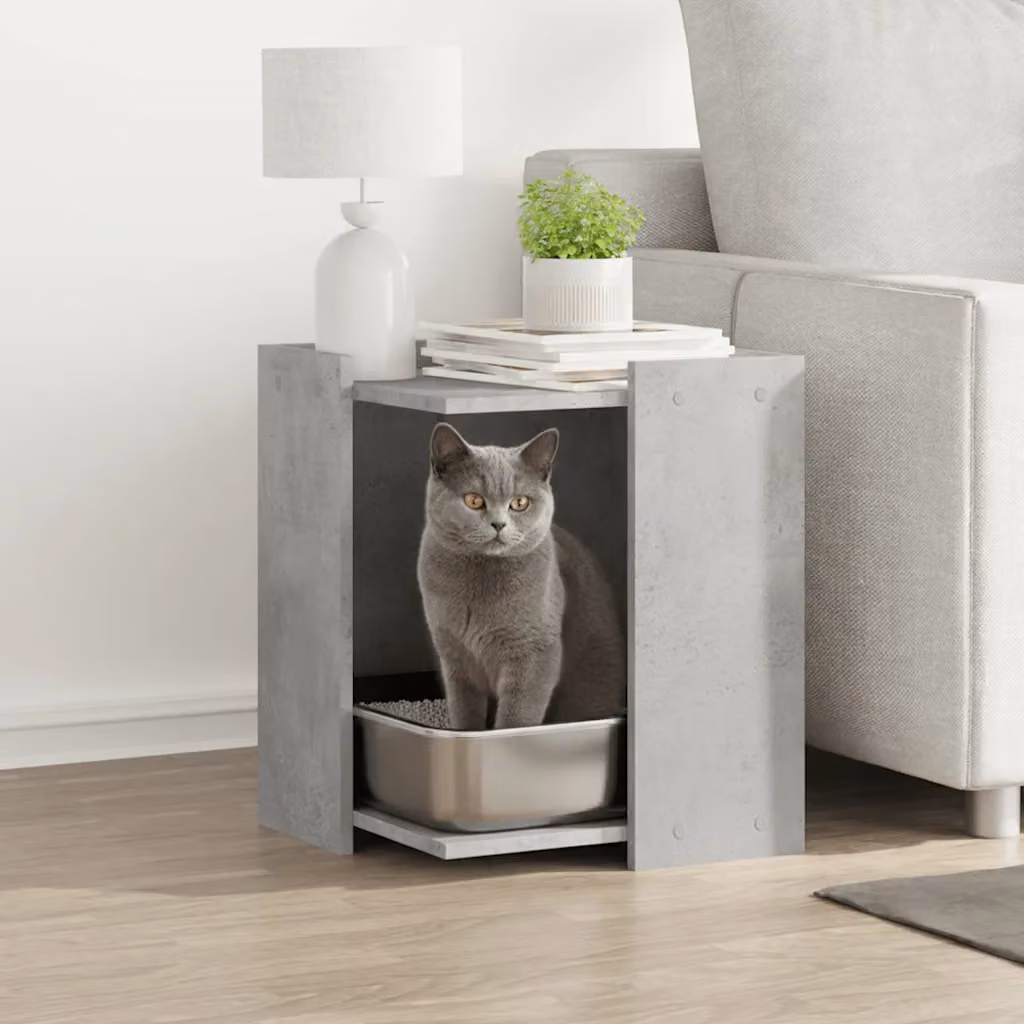 vidaXL Rifugio per lettiera per gatti in MDF Grigio, L 42 x P 42 x H 51 cm