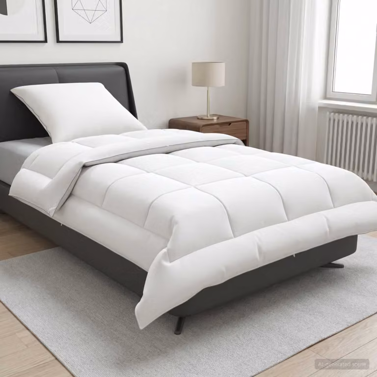 Set di piumone e cuscini vidaXL in lana e microfibra, bianco, 2 pezzi, ideale per l'estate