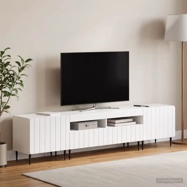 Mobile TV LED a 3 pezzi ZWOLLE Bianco Lucido 3416519
