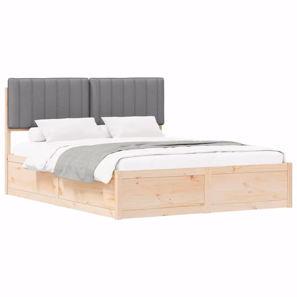 vidaXL Letto Moderno con Testiera Rivestita in Tessuto Grigio, L/P/H: 160 x 200 x 105 cm – 2