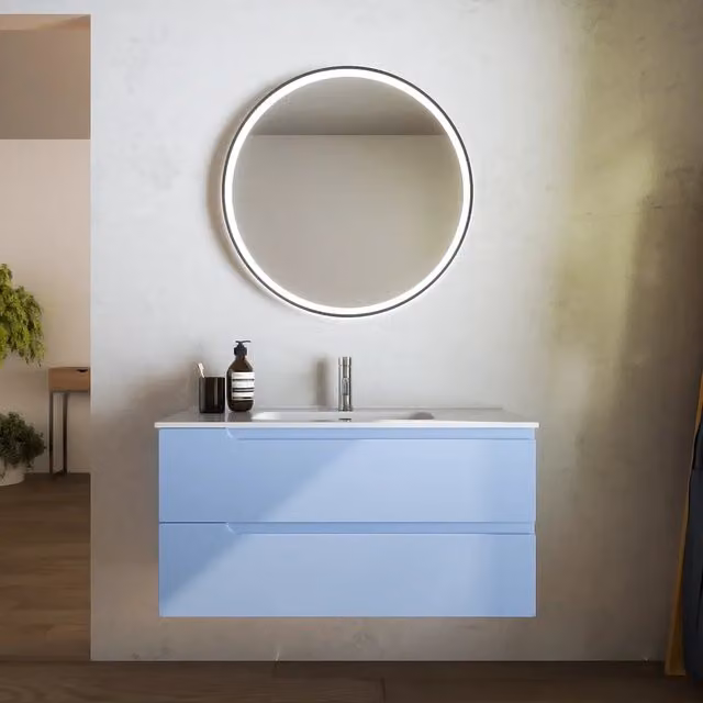 Mobile bagno sospeso 70 cm due cassetti carta da zucchero con lavabo | Ardenne