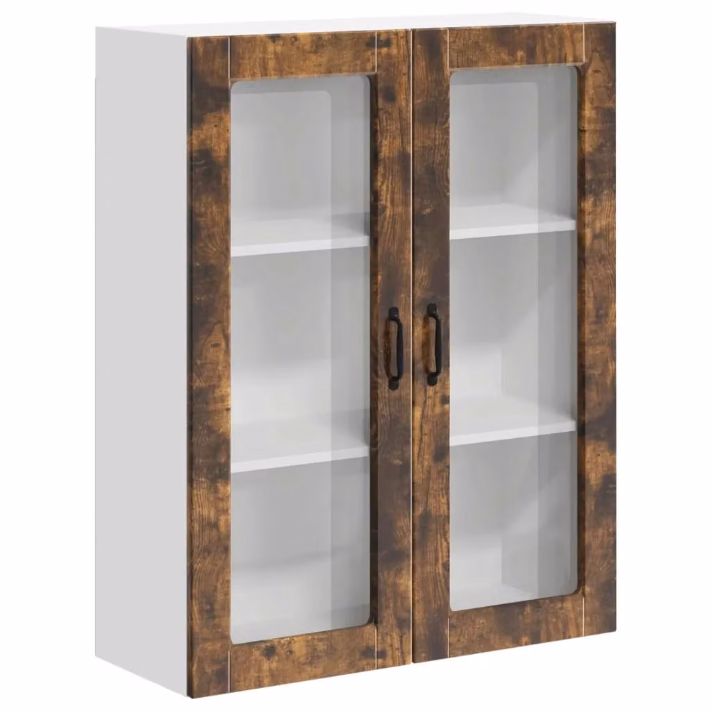 Mobile da parete moderno vidaXL con ante in vetro e finitura marrone L 80 x P 31 x H 100 cm – 2