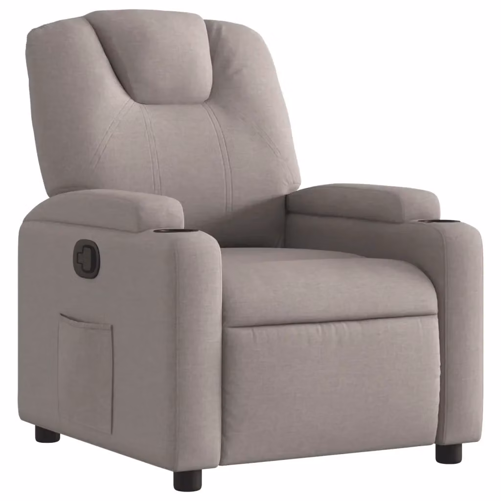 Poltrona Reclinabile Relax vidaXL in Tessuto Beige e Grigio con Braccioli e Struttura in Legno e Metallo – 2