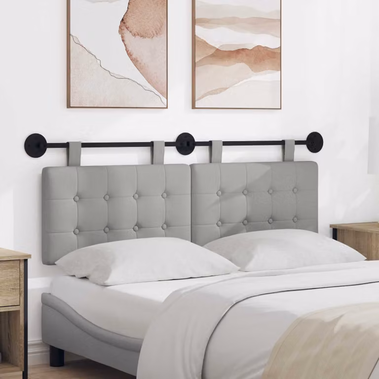 Testiera per letto sospesa vidaXL in tessuto Grigio con design moderno e geometrico L: 130 cm, H: 55 cm, P: 11 cm