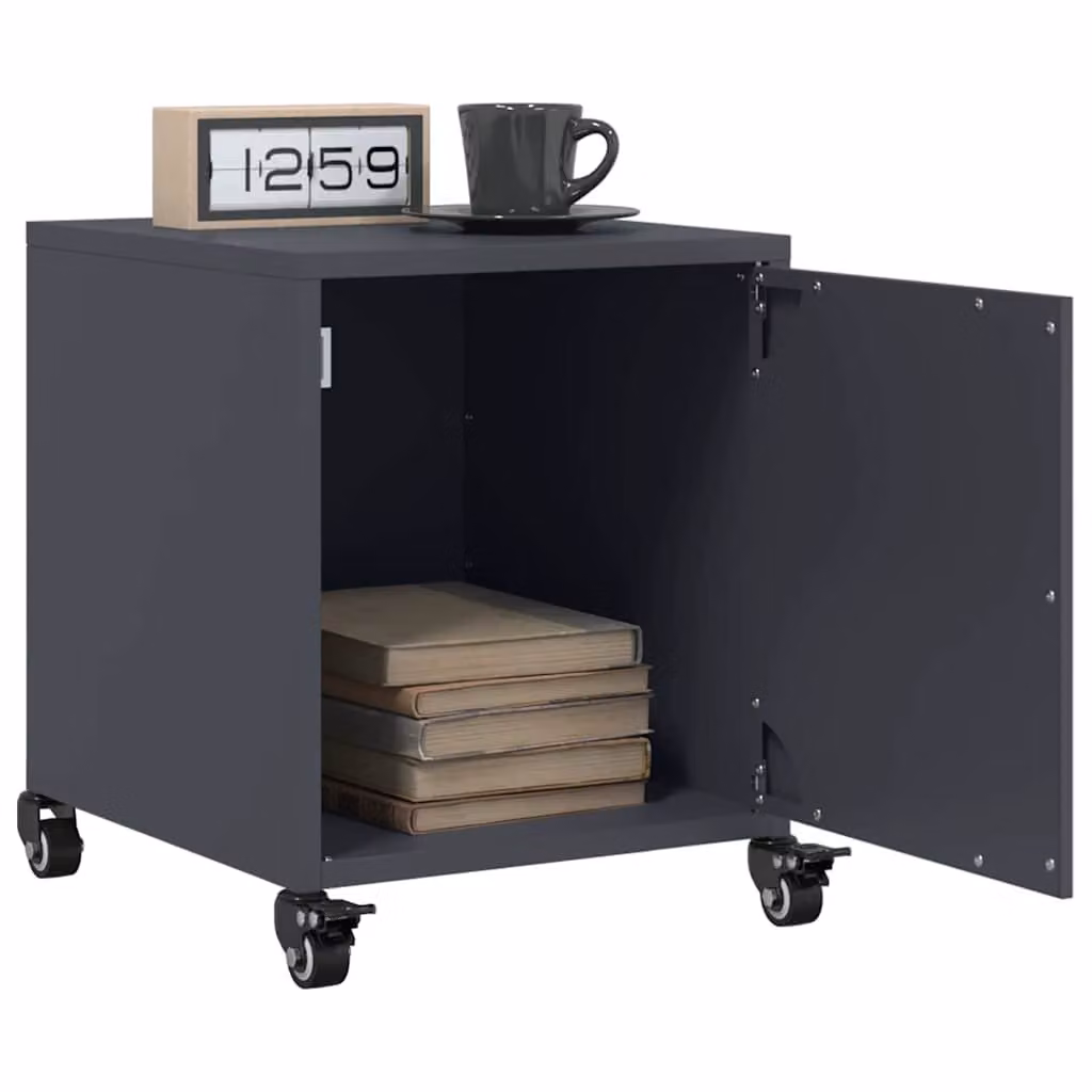 Set di 2 comodini vidaXL in acciaio e MDF, colore antracite, L 36 cm x P 39 cm x H 43,5 cm