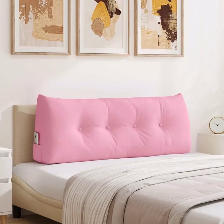 Cuscino per schiena ergonomico vidaXL rosa con rivestimento rimovibile lavabile in lavatrice L 120 cm x P 24 cm x H 50 cm