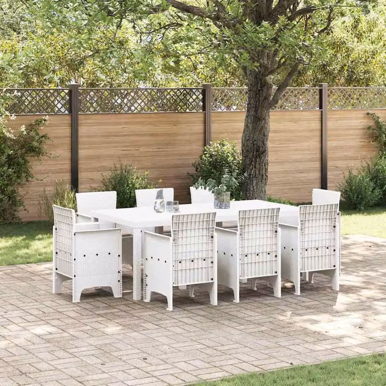 Maison Exclusive - Set da pranzo per esterno, 9 pezzi, polipropilene bianco