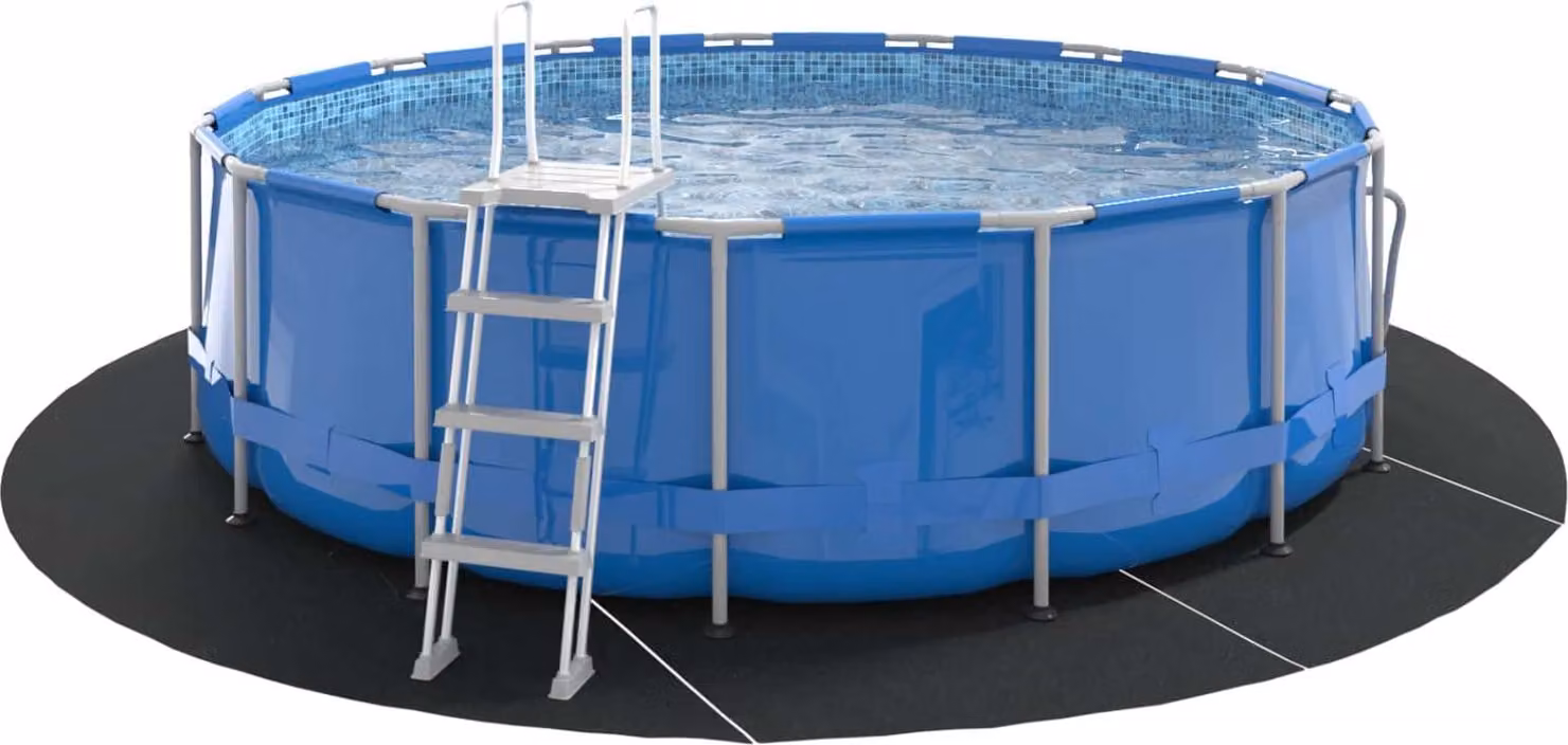 Telo per Fondo Piscina Nero Ø 458 cm Tessuto Non Tessuto