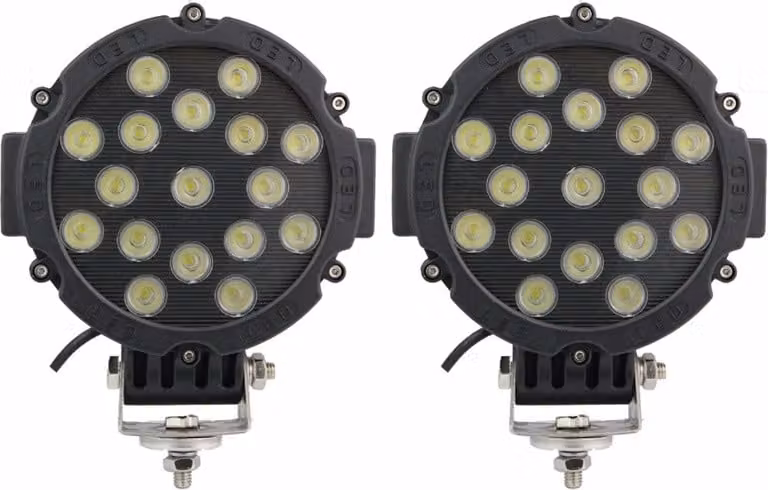 Luce da lavoro a LED, luminosità di 51W, alloggiamento in alluminio resistente, allagamento nero