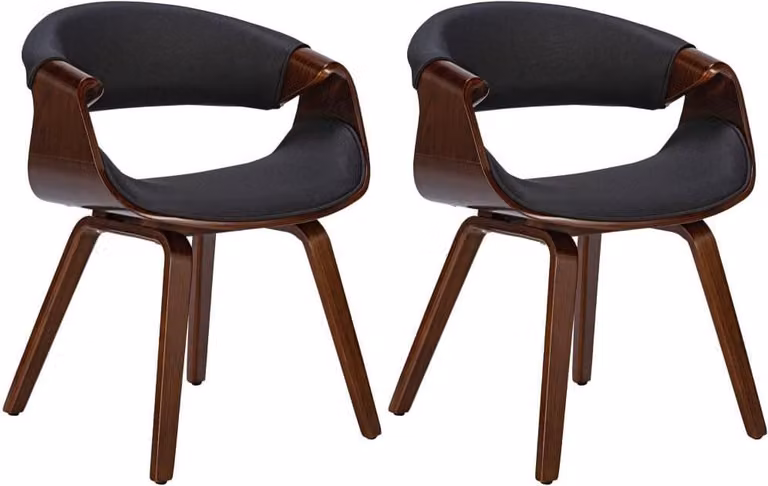 set di 2 sedie da pranzo - sedie comode - schienale di supporto | Colore: noce/nero | Materiale: polvere