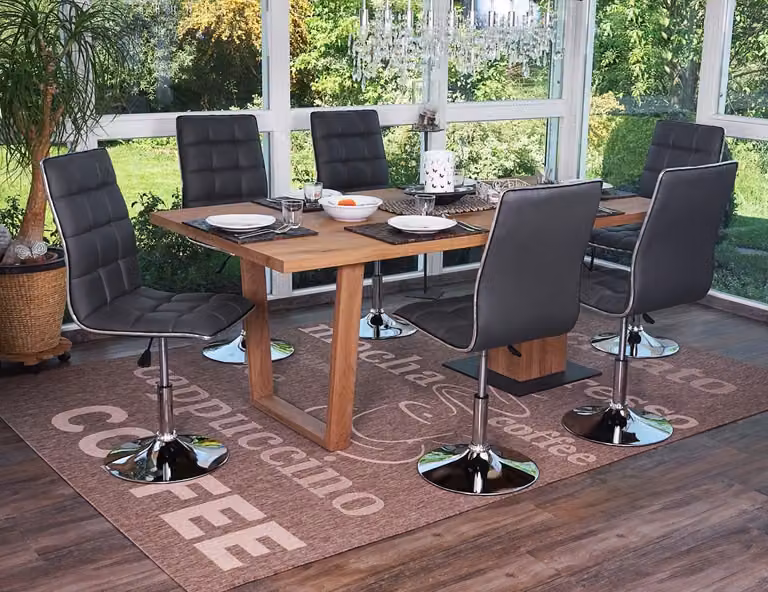 Set da 6 sedie da pranzo MCW-C41, sedie da cucina, regolabili in altezza e girevoli, in ecopelle certificata MVG ~ grigio