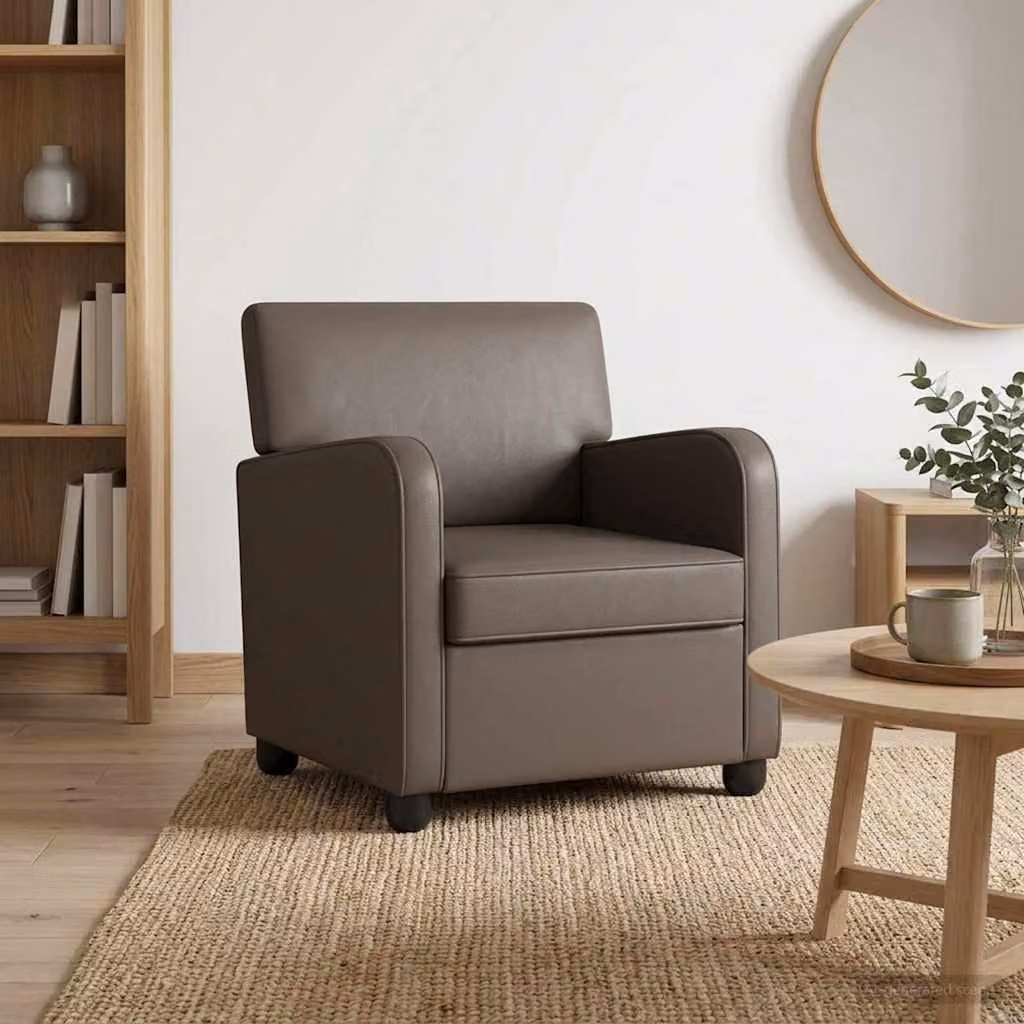 Poltrona moderna vidaXL in similpelle marrone lucido con braccioli