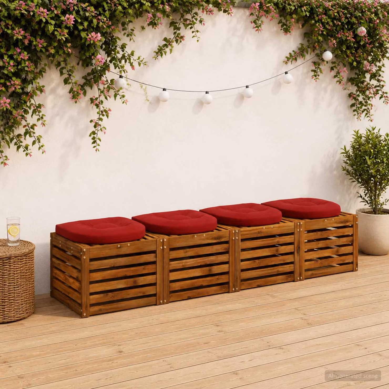 Set di 4 cuscini per sedia vidaXL in poliestere, colore rosso, design moderno e quadrato
