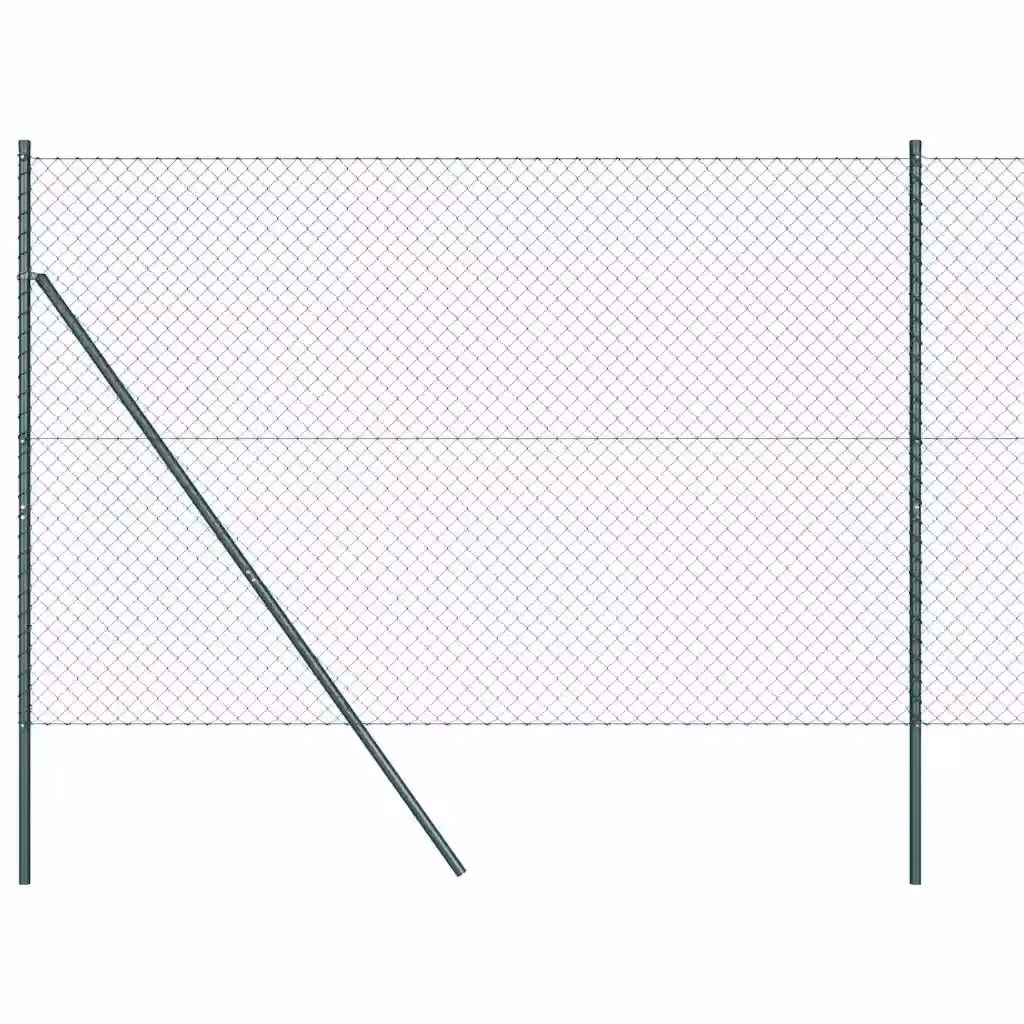 Recinzione a maglie di catena vidaXL in acciaio rivestito in PVC verde da fissare a terra, L: 10 m, H: 1,6 m – 2