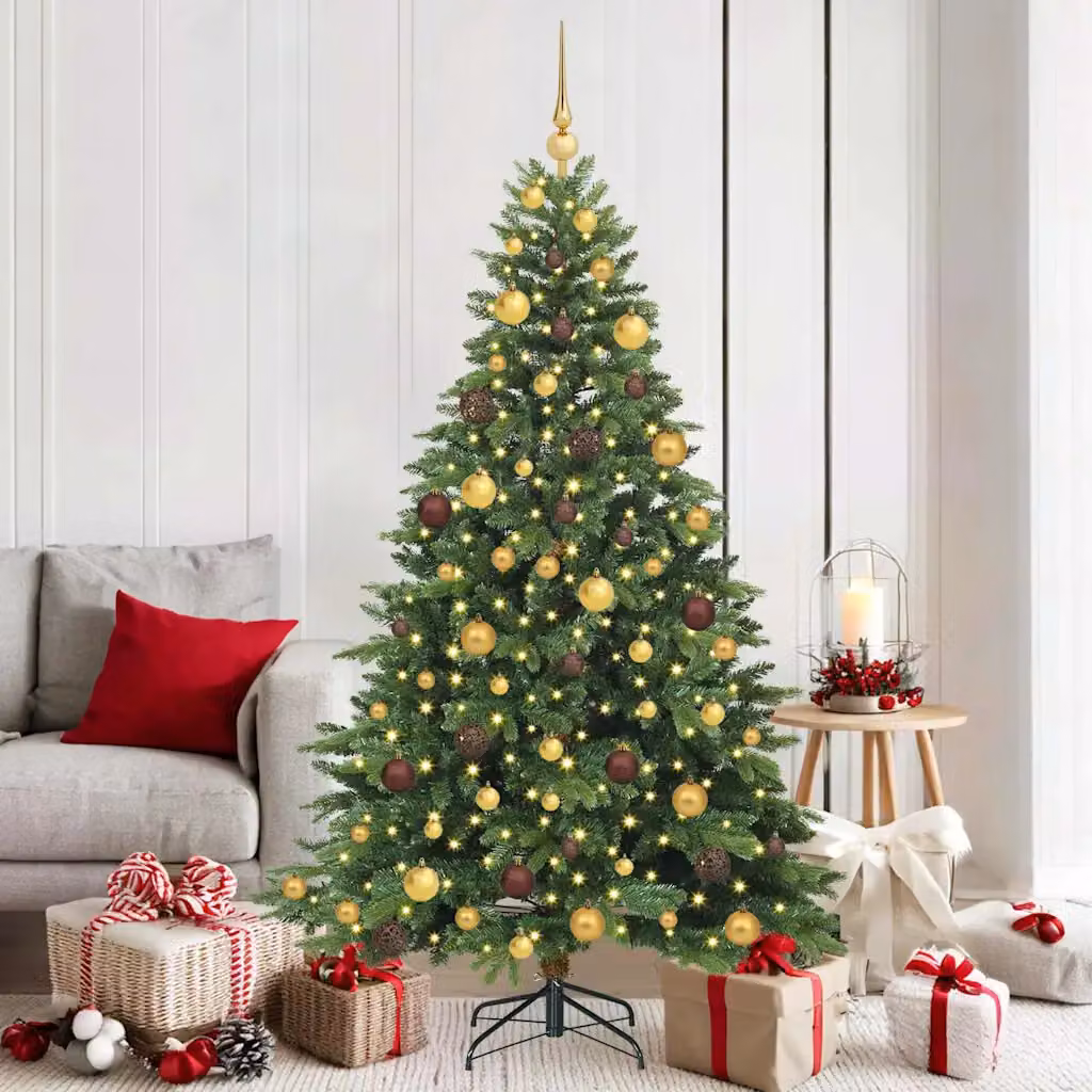 Albero di Natale artificiale vidaXL verde con 300 LED bianco caldo in PE e PVC, Altezza: 180 cm