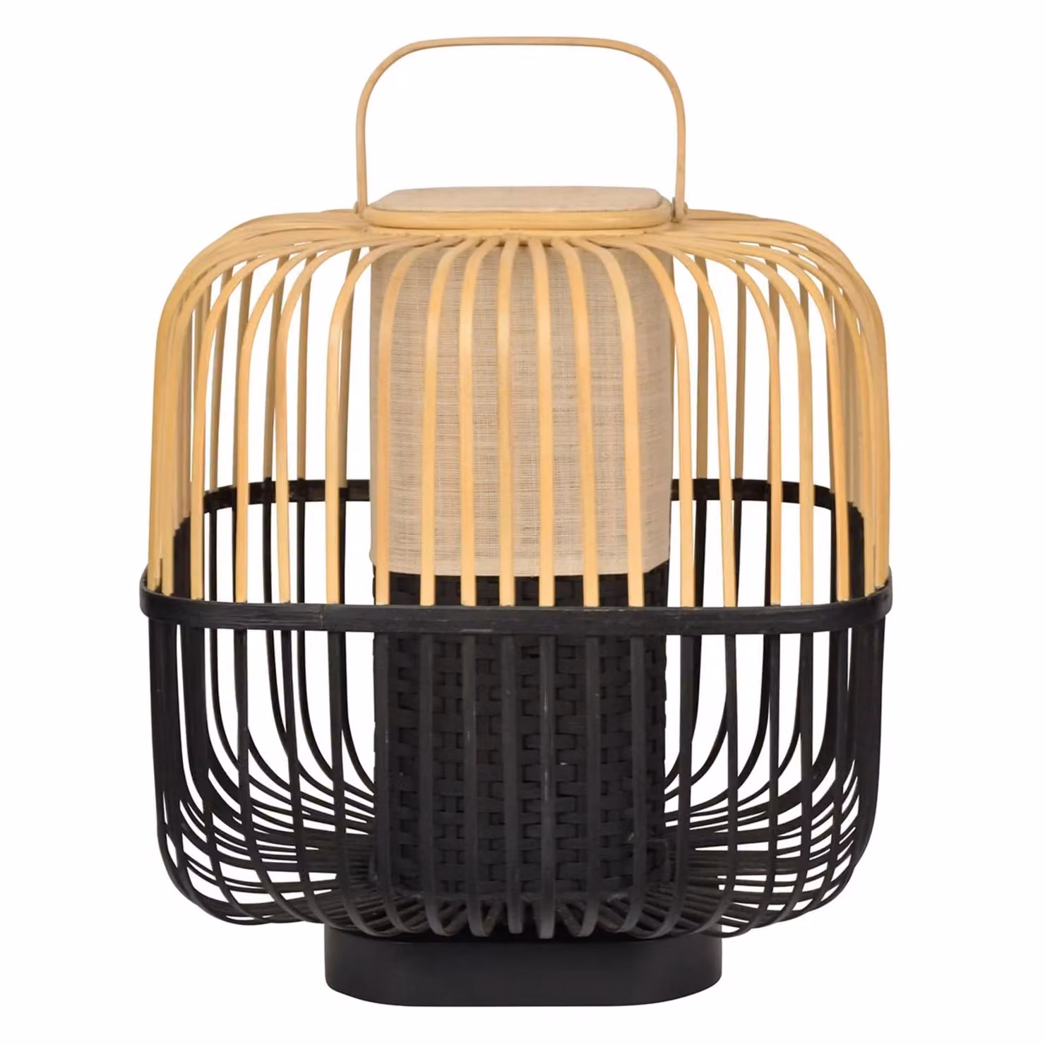 Forestier Lampada da tavolo di design Bamboo Square M, Nero, Soggiorno / Sala da pranzo, bambù, Design, Lampada da tavolo