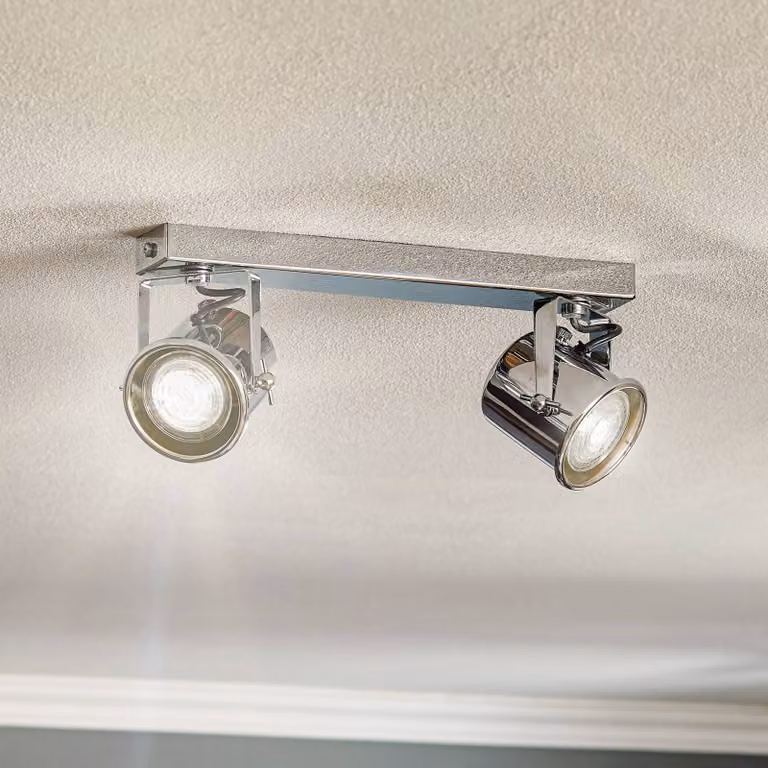Faretto da soffitto Canico, 2 luci, cromato Canico Argon, dimmerabile, Cromo / Argento, Soggiorno / Sala da pranzo, Metallo, Moderno, Faretto alogeno